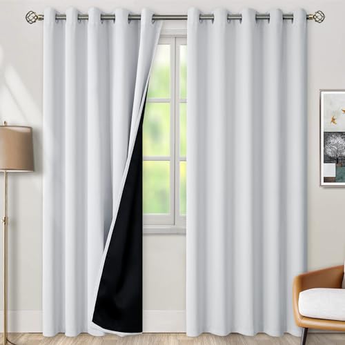 BGment Greyish White 100% Blackout Curtains for Living Room 84