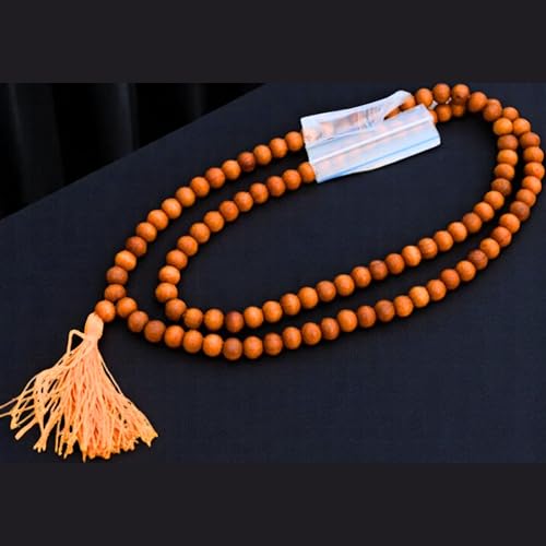 Genuine Sandalwood Tibetan Japa Mala 8mm, 108+1 Beads | Chandan Mala for Meditation, Mantra Chanting, Prayer & Yoga, Naturally Fragrant, Wearable as Necklace or Bracelet, Spiritual Jewelry4