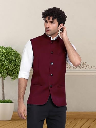 Image of ROCKSY Nehru Jacket, Bandi Modi Koti for Men, Cotton Waistcoat for All Occasion: Wedding, Diwali, Wedding, Ethnic, Office Party, Formal and casual Look