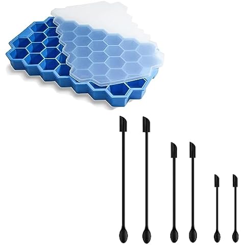 Ice Cube Trays for Freezer with Lid-37 Grid Silicone for Small Ice Cube Molds,Small Rubber Spatula for Cooking or Baking Kitchen Gadgets Spatula Silicone for Mini Jar Cover