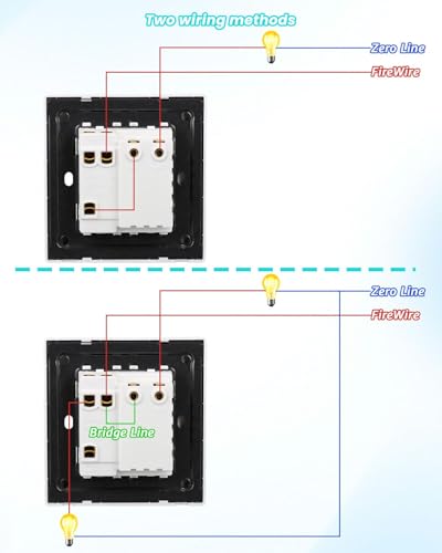 Led Dimmer Light Switch and Rocker Wall Light Switch Combo, 2 Gang 2 Way Dimmer Lights Switches Universal Double Led lights Dimmers Switches for Leds Bulbs Lights - White - Image 5
