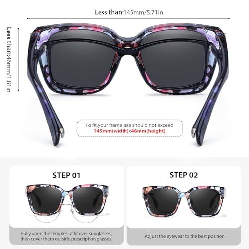 VIEWBETTER® Polarized Fit Over Glasses Sunglasses for Women Men Oversized Trendy Stylish Snap Shades UV400 Protection S75114