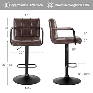 Furnilivingbarstoolssetof2withbackrestmodernsquarepuleatherchairswitharmrestadjustablekitchencounterbarstoolsforkitchendiningpubcafeblackbrown  Urban Country Home Decor Furniliving bar stools set of 2 with backrest modern square pu leather chairs with armrest adjustable kitchen counter barstools for kitchen dining pub cafe blackbrown  urban country home decor