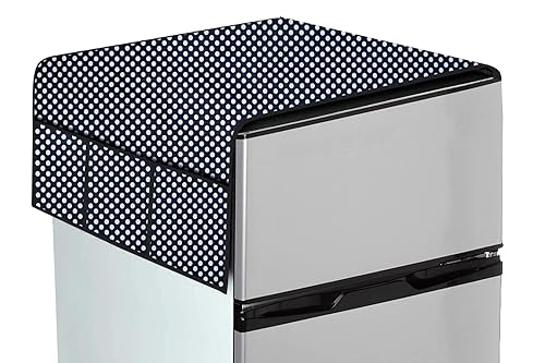 Image of The Furnishing Tree Fridge Top Cover Compatible for Samsung RR24C2823S8 /NL, 223 LTR WxL 65x111 in CM Polka dot Pattern Navy
