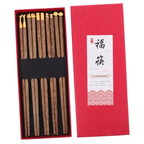 OFFIGAM 5 ペア双 木製箸 手彫り 繰り返し使える 素材 軽量 コンパクト 家 レストラン用 食卓を彩る自然美