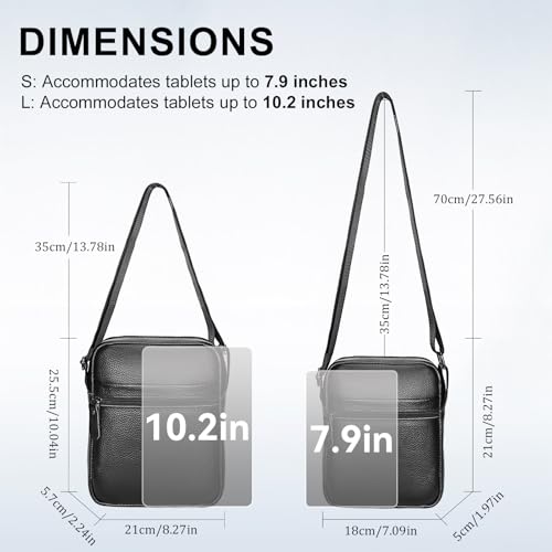 Leathario Men's Crossbody Shoulder Bag, Genuine Leather Small Messenger Satchel for Work Business Travel, Black Side Purse - Image 5