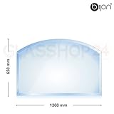 18 mm Facette, Kanten poliert bijon® - 8mm Kamin Glasbodenplatte - Segmentbogen 650x1200x8mm -18mm Facette