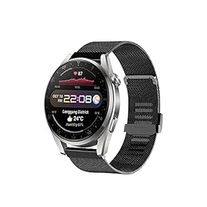 Rosok Armband Kompatibel mit Huawei Watch GT 3 46mm/ GT Runner/ GT 2 46mm/ GT 2e/ GT 42mm/ GT 46mm, 22mm Mesh Gewebte Edelstahl Metall Uhrenarmband Ersatzband für Huawei Watch 3/3 Pro – Schwarz
