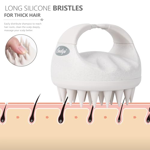 Sndyi Soft Silicone Scalp Massager for Dandruff Removal and Hair Growth - Wet Dry Scalp Exfoliator Brush for Scalp Care - Beige