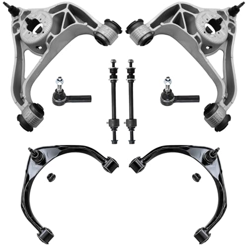 Image of Detroit Axle - RWD 8pc Front End Kit for 2013-2018 Ram 1500, 2019-2024 1500 Classic, 4 Lower & Upper Control Arms with Ball Joints Assembly 2 Outer Tie Rods 2 Sway Bars Replacement
