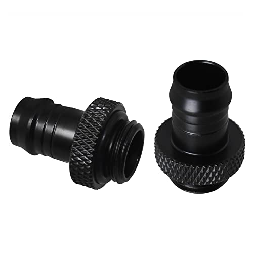 G1/4\" to 3/8\" Barb Fitting ZZLZX 2PCS G1/4\" to 3/8\" Soft Tubing Barb Extender Connector for Computer Water Cooling System, Black Barb Elbow Water Cooling Fittings