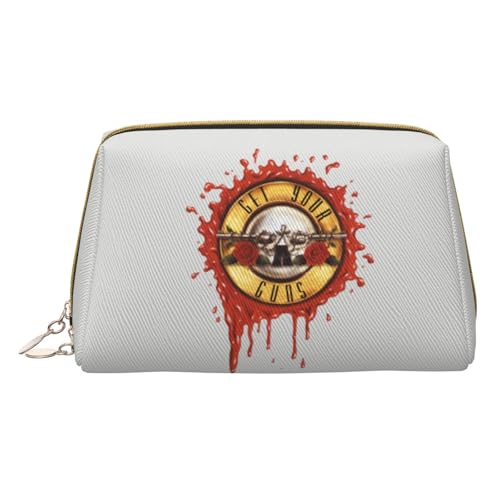 ガンズアンドローゼズ 化粧ポーチ 化粧品バッグ 化粧品収納 ジッパー付き レザー トラベルバッグ 大容量 ポータブル 多機能 筆箱 筆入れ 収納バッグ 防水