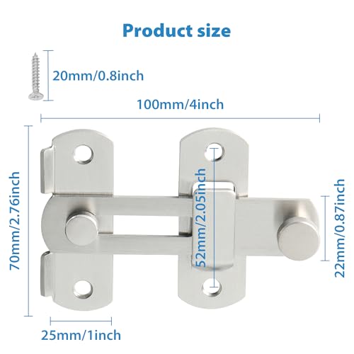 Image of Alise 4 inch Brushed Nickel SUS304 Stainless Steel Gate Latches for Barn Door