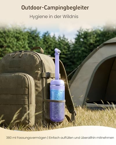 Image of Portable Bidet for Travel & Camping - Manual Squeeze Peri Bottle Handheld | 3 Leak-Proof Seals | BPA-Free | Feminine Hygiene Care | Postpartum | Extendable Sprayer with Nozzle | for Men&Women-Purple