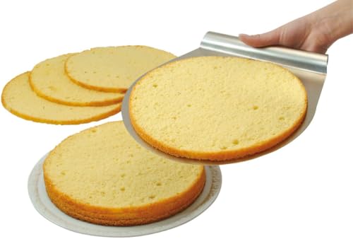 Zenker 7705 Patisserie Tortenboden-Schneidhilfe-Set – Inkl. Konditormesser & Kuchen-Retter, Edelstahl, Ø26/28 cm, Silber
