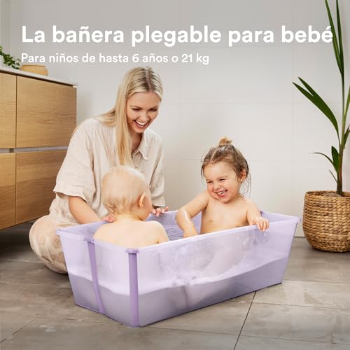 Stokke Flexi Bath X-Large, Lavanda – Banheira dobrável para bebé – Leve, durável e fácil de guardar – Prática para usar em casa ou em viagem – De 0 a 6 anos