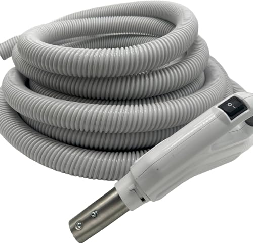 Universal Central Vacuum 35 ft Low Voltage Hose ON-Off Switch Control-Compatible with Most Inlets - Crushproof Material (35 Ft. Low Voltage)