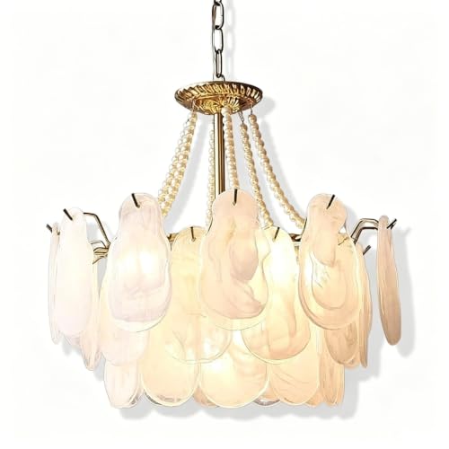 Plafonnier doré pour salon chic et lustre moderne en verre de pétales