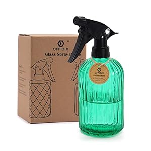 OFFIDIX Glazen spuitfles, handdrukplant Mister 0,4L watersproeier gieter met verstelbaar mondstuk voor tuin, planten, reiniging (groen)