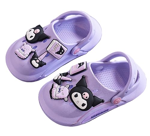 Many Rainbows Kuromi Clogs Slip on Water Shoes Casual Summer for Girls Kids Children - S Size Purple