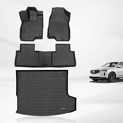 KELCSEECS Floor Mats & Cargo Liner Custom for Acura RDX 2026 2025 2024 2023 2022 2021 2020 2019 All Weather Protection TPE Floor Liners Front& Rear Row Full Set Acura RDX Accessories Black
