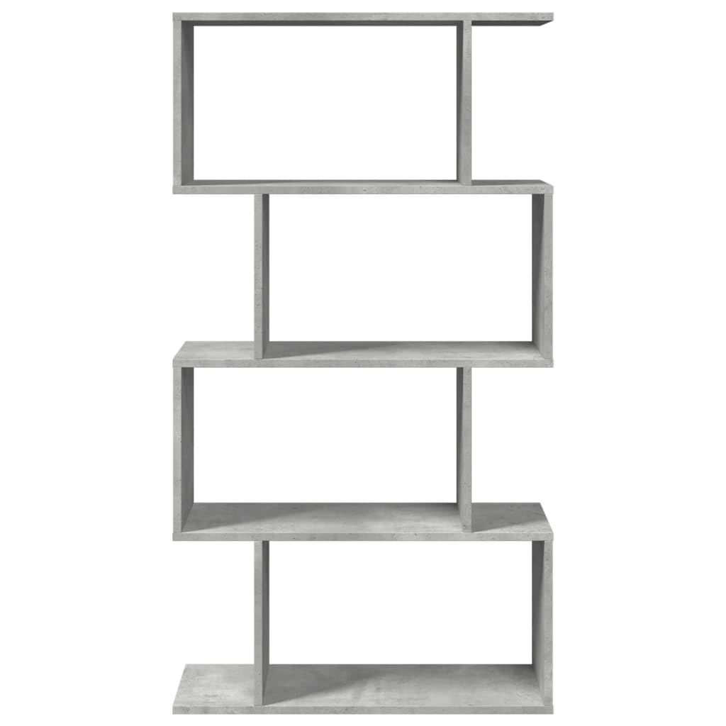 Regał na książki, 4 półki, szary beton, 70 x 24 x 129 cm, z wytrzymałego materiału drewnopochodnego, wszechstronne zastosowanie jako ścianka działowa, organizer, regał na akta, regał stojący