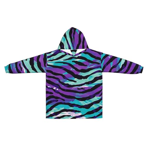 Couverture à capuche avec manches camouflage imprimé zébré flanelle pour homme femme
