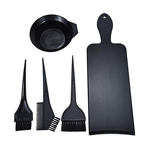 Timoo Balayage Board and Hair Color Brush Kit, Professional Hair Coloring Dyeing Tools (Dye Brush & Comb/Bowl) with Hair Highlighting Board for Home and Salon Uses, 5 pcs Set in Black