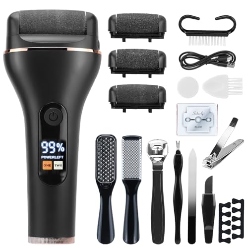 Rimuovi Calli Elettrico Nero Set Pedicure Cura Piedi, Impermeabile IPX7 Display LED 2 Velocità Con Accessori Regalo Per Donne