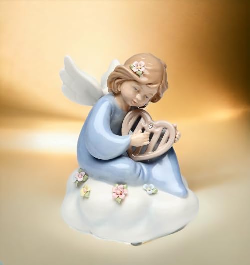 Miniatura 2 de Cosmos Gifts 10372 Figura musical de ángel de porcelana con arpa
