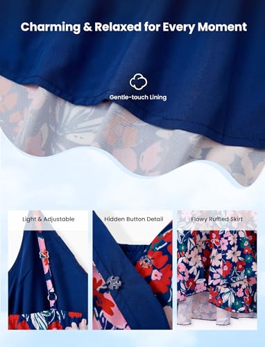 PATPAT Matching Hawaiian Outfits for Couples Beach Vacation Tropical Print Women Spaghetti Strap Dress or Men Cruise Shirt 6