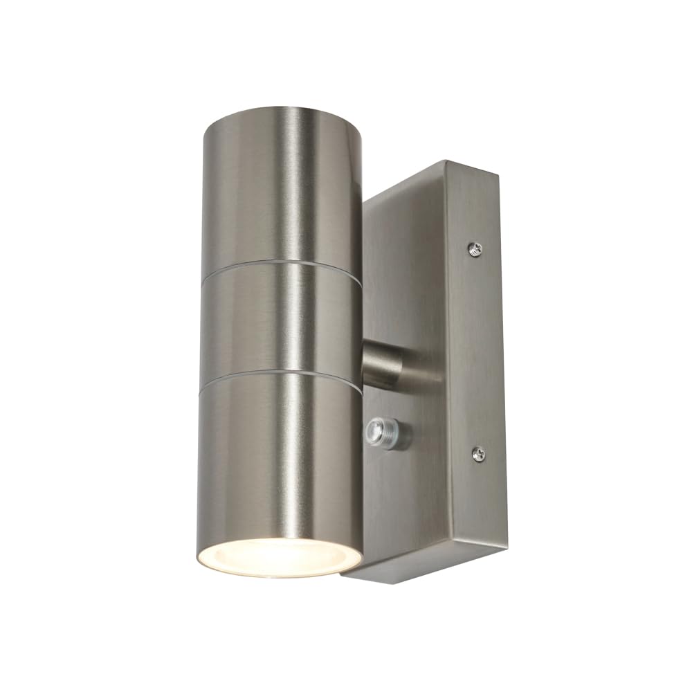 Litecraft Stainless Steel Kenn Up & Down Outdoor Wall Light With Photocell Sensor - (Stainless Steel)
