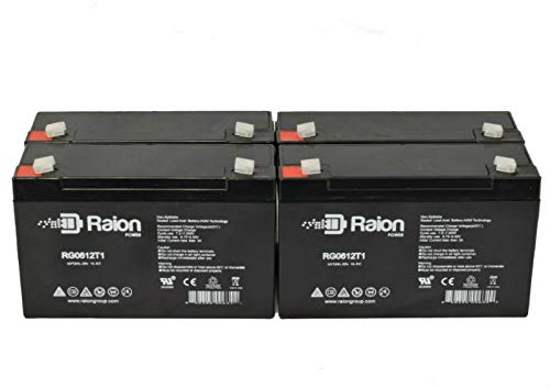 Raion Power RG0612T1 6V 12Ah Replacement SLA Battery for Lithonia ELB1224B Emergency Light - 4 Pack