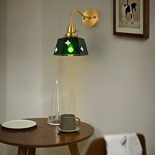 Luces de pared de latón con interruptor y casquillo E27 de cristal retro de 7.09 pulgadas 5