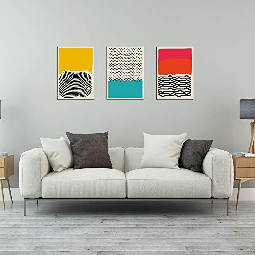Yellow Mid Century Modern Decor Art Wall Canvas Poster Paintings For Living Room Wall Artworks Modern Home Decor 3 Piece Canvas Wall Art (Geometry, 16X24Inchx3) #TOP4