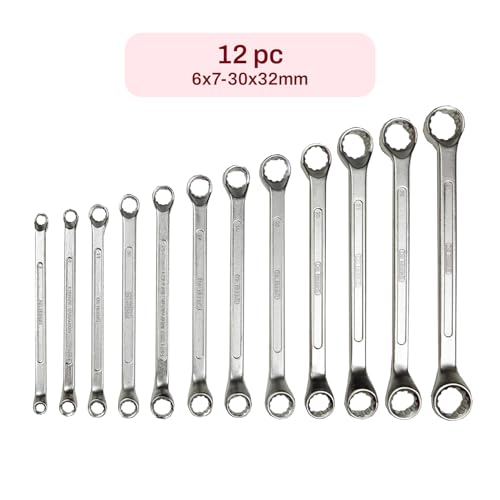 Image of DeNeers 13-12M 12 pc Ring Spanner set (6x7-30x32mm) used in a wide range tasks, from automotive maintenance to general mechanical work.Suitable for Professional, Industrial, Home and DIY use