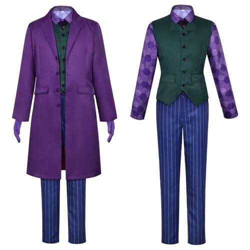 XehCaol Disfraz de Joker para Hombre, Payaso, Caballero Oscuro - para Halloween, Carnaval, Cosplay - Accesorios Incluidos