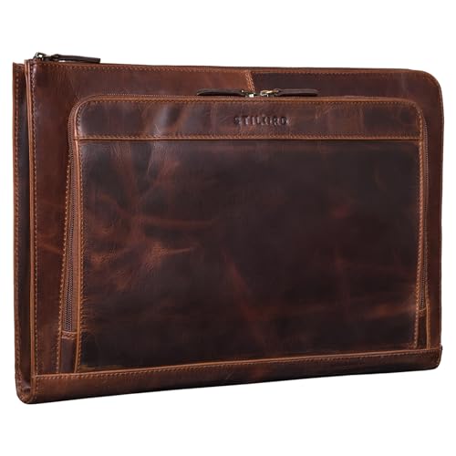 Funda de cuero para portátil de 16 pulgadas y documentos STILORD Murray marrón Florida