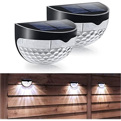 jindaaudio 2Pack Solar Fence Lights Outdoor Deck Lights Cool White Solar Wall Lights Outdoor Waterproof Led Solar Stairway Lights Outdoor Yard Lights Solar Powered Cover