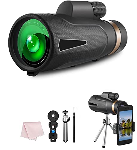 12 x 50 単眼望遠鏡 50口径、スマートフォンアダプターと三脚付き、大人、バードウォッチング、ハンティング用品に最適 - 父と夫へのクリスマス/誕生日プレゼント。