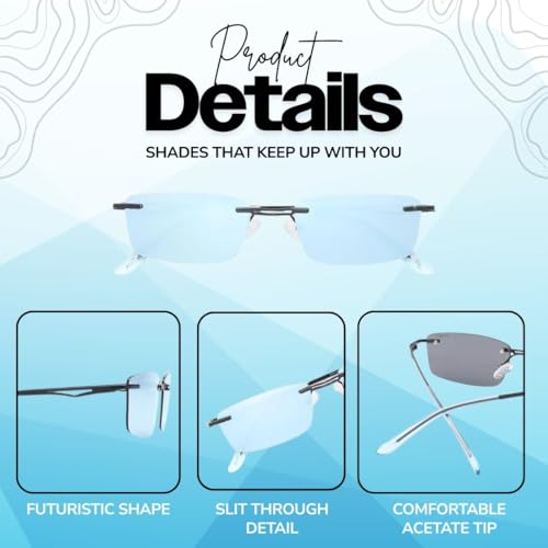 Image of SPECSMAKERS Streak Retro Sunglasses for Men Women | Rimless Rectangular Sunglasses | Polarized & 100% UV Protected | Goggles | Shades | STR1028