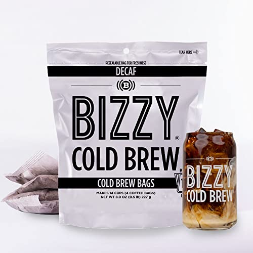 Bizzy Cold Brew Coffee | Decaf Bundle | Coarse Ground Coffee + Brew Bags | Micro Sifted | Specialty Grade | 100% Arabica | 1 Lb And 4Ct Brew Bags #TOP1