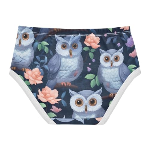 Cute Owl Navy Girls Briefs, Toddler Briefs, Girls' Cotton Brief Underwear, 2–8 Years2