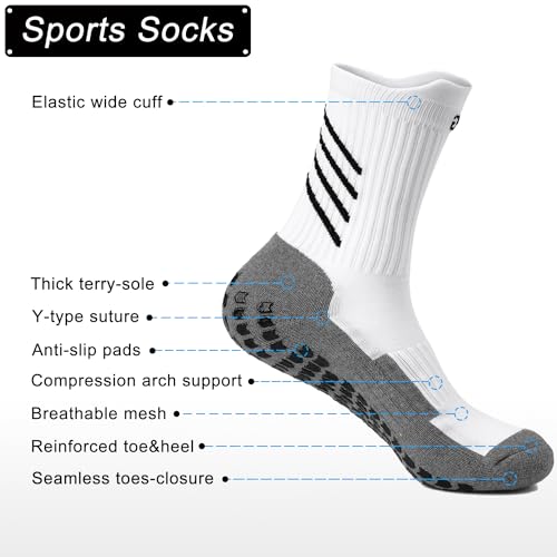 Anti-slip Football Socks for Men Women, Breathable, Cushioned, Cotton Grip Sports Sock for Soccer Yoga Basketball…2