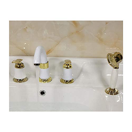 Robinet mitigeur de lavabo 4 trous avec douchette pratique pour eau chaude et froide