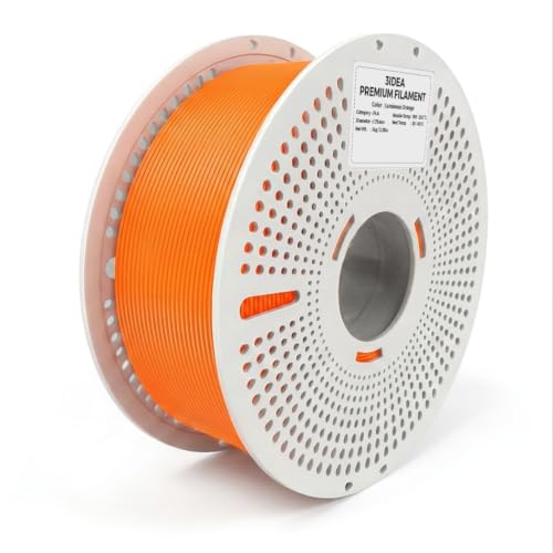 Image of 3IDEA PLA Luminous 3D Printer Orange Filament 1.75mm, 1KG with Reusable Spool, Glow in the Dark, Dimensional Accuracy ±0.02mm, Premium PLA for Smooth & Consistent Printing