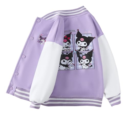 Anime Varsity Jacket for Girls Cartoon Printed Letterman Bomber Jacket Lightweight Button Down Baseball Coat3