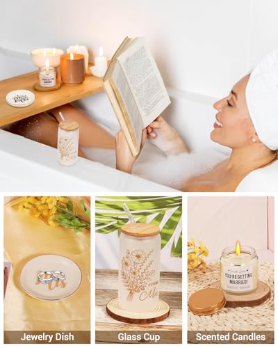 7PCS Bride To Be Gifts Set, Bridal Shower Bachelorette Wedding Gift Engagement Bachelor Party Fiance Gifts Box For Women Her with Wine Glass, Glass Cup, Jewelry Box Dish - Image 6