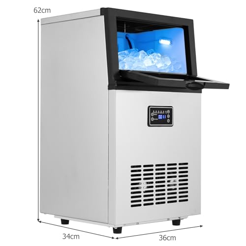 TANGZON Commercial Ice Maker Machine - Stainless Steel Ice Machine with 15 Thickness Settings, Self-Cleaning, Digital Control & Ice Scoop (23kg/24H, 5kg Storage) - Image 7