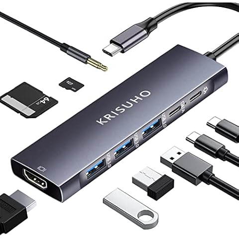 USB C Hub Multiport Adapter,9 in 1 Type C to 4K HDMI with 3 USB 3.0,100W PD Charging USB C Data Ports,Audio Port Micro SD/TF Slot Docking Station Compatible with MacBook,iPad Pro,Dell HP Laptop,Phones Cover